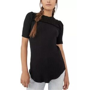 Free People Care FP Red Delicious Tee in Black